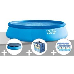 Intex - Kit piscine autoportée Easy Set 4,57 x 1,22 m + Bâche de protection + Bâche à bulles + 6