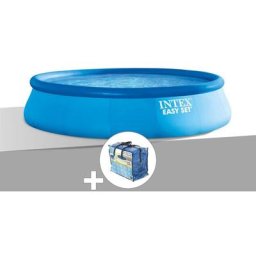 Intex - Kit piscine autoportée Easy Set 4,57 x 1,07 m + Bâche à bulles - Bleu