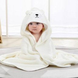 Cape de Bain Bébé à Capuche, Coton Sortie de Bain Bébé avec Design Animal, Drap Serviette de Bain