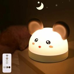 Veilleuse Enfant 3-en-1 Réveil et Veilleuse 7 Couleurs led Portable Souris Horloge de Chevet en