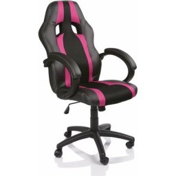 Chaise de bureau, Fauteuil de bureau racing sport Noir / Rose Rembourrage Épais - Hauteur Réglable
