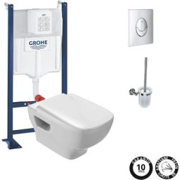 Wc suspendu sans bride Jacob Delafon Struktura + Bati-support grohe + accessoires ronds,