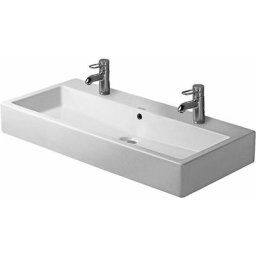 Vero - Lavabo double 1000x470 mm, avec 2 trous pour robinetterie, avec WonderGliss, blanc alpin