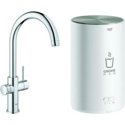 Grohe - Mitigeur Cuisine Red Duo Bec u Chrome + Chauffe-eau Taille m - Chroom