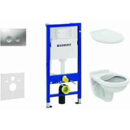 Duofix - Set d'installation pré-murale, cuvette Alpha avec abattant, plaque de déclenchement