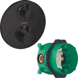 Hansgrohe - Lot Facade pour mitigeur et inverseur noir mat + Corps encastré universel Ibox
