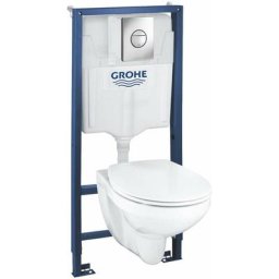 Solido - Set pour wc suspendu + cuvette et abattant softclose Bau Ceramic, plaque de déclenchement