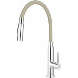 Ferro - Mitigeur d'évier avec bras flexible, 2 jets, beige / chrome 70730,0BE - Novaservis