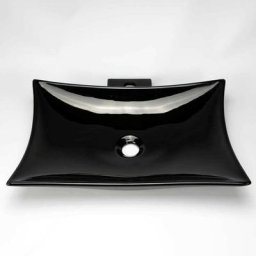 Vasque pour salle de bain avec Plage Robinetterie - Céramique Noire - 57x39 cm - Wing