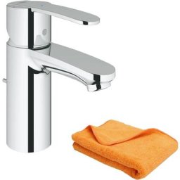 Mitigeur lavabo Grohe Quickfix Wave Cosmopolitan taille s ouverture eau froide centrale + microfibre