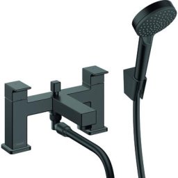 Hansgrohe - Mélangeur bain douche 2 trous Vernis Shape avec ensemble de douche noir mat