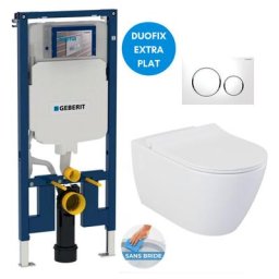 Pack wc Bati-support Duofix UP720 extra-plat + wc sans bride Livea Bello + Abattant softclose +
