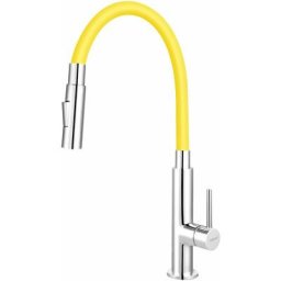 Ferro - Mitigeur d'évier avec bras flexible, 2 jets, jaune / chrome 70730,0ZL - Novaservis