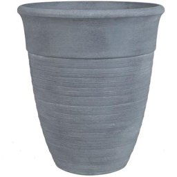 Cache-Pot Gris en Forme de Vase Diamètre 50 cm Pot de Fleurs en Pierre et Polyrésine de Style