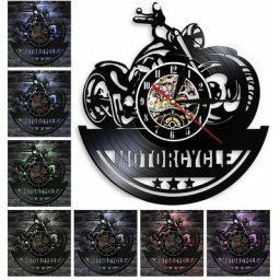 Horloge murale disque vinyle forme de moto horloge murale rétro nostalgique créative