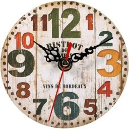 Horloge murale numérique ronde en bois style rétro pendule décor de cuisine horloge numérique