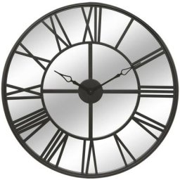 Grande Pendule murale Miroir en métal noir et verre d 70 cm - Noir - Atmosphera