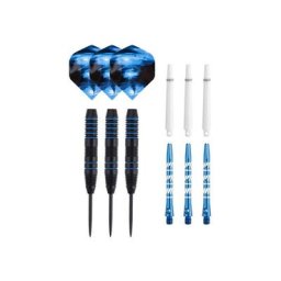 Jeu de 3 fléchettes professionnelles à pointe en acier 22 gr Typhoon - Bleu