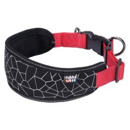Collier Rukka® Cube Soft, rouge / noir pour chien - taille S : tour de cou 30-40 cm, l 2 cm