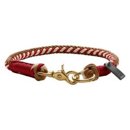 Collier HUNTER Tinnum, rouge/beige pour chien - taille M-L : tour de cou 50 cm, 1,4 cm de diamètre
