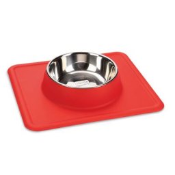 Gamelle en inox Karlie Dex avec support en silicone pour chien - 350 mL,14cm, rouge
