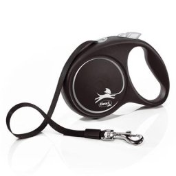 Laisse flexi Black Design noir, 5 m pour chien - taille M : jusqu'à 25 kg