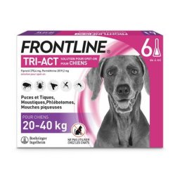 FRONTLINE TRI-ACT Chien, 20 - 40 kg - 12 mois de protection (2 x 6 pipettes)