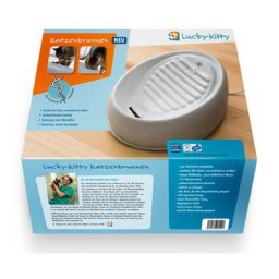 Fontaine à eau Lucky-Kitty en céramique 1,5 L pour chat et petit chien - fontaine grise
