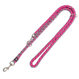 Laisse réglable Trixie Cavo, fuchsia/gris pour chien - taille L-XL : L 200 x l 1,8 cm