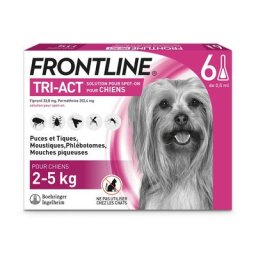 2x6 pipettes Frontline Tri Act pour chien de petite taille, 2 à 5 kg