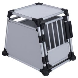 Cage taille M transport pour chien aluminium gris clair Trixie l55 P78 H62 cm - Cage pour Chien