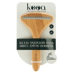 Étrille en bambou avec dents rotatives kooa pour chien - L 17,5 x l 10 cm