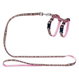 Hunter Signs : harnais + laisse pour chat ou chiot - marron/rose