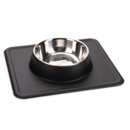 Gamelle en inox Karlie Dex avec support en silicone pour chien - 350 mL, 14 cm, noir
