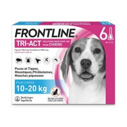 6 pipettes Frontline Tri Act pour chien de taille moyenne, 10 à 20 kg