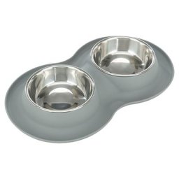 Gamelles Trixie, silicone/acier inoxydable pour chien - capacité : 2 × 400 mL, 14 cm de diamètre