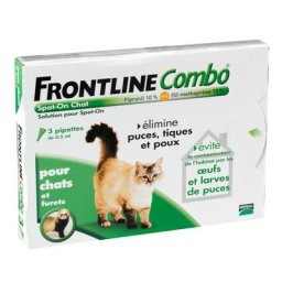 Combo Frontline® 3 pipettes Spot-on Chat contre puces, tiques et poux