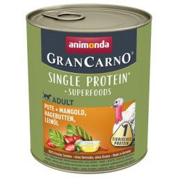 6x800g Adult Superfoods dinde, blettes, cynorrhodon, huile de lin Animonda GranCarno