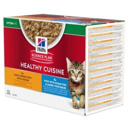 48x80g Kitten Healthy Cuisine poulet, poisson Hill's Science Plan