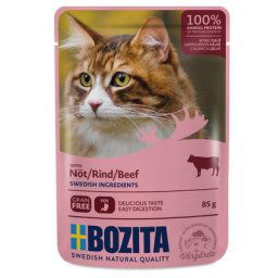 24x85g Bozita Bouchées en gelée bœuf - Pâtée pour chat