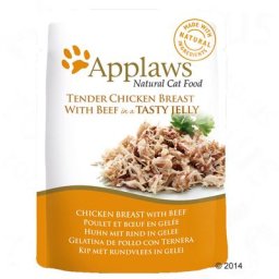 32x70g poulet, bœuf en gelée sachets - Applaws - Nourriture pour Chat