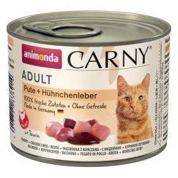12x200g Adult dinde, foie de poulet Animonda Carny - Pâtée pour chat