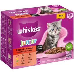 12x85g Whiskas Junior Sélection classique en sauce - Pâtée pour chat