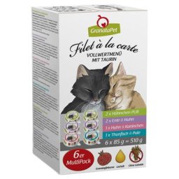 6x85g 4 variétés Filet à la carte Granatapet - Nourriture pour Chat