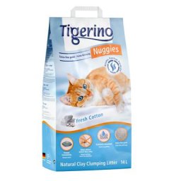2x14L Litière Tigerino Nuggies Ultra senteur fleur de coton - pour chat