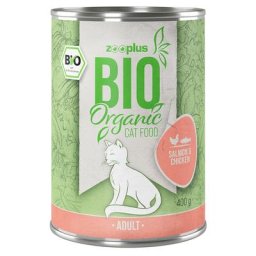 6x400g zooplus Bio saumon, poulet - Pâtée pour chat