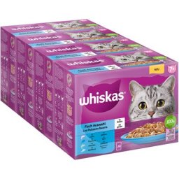 96x85g Jumbopack Whiskas 7+ Senior Sélection de poisson en gelée - Pâtée pour chat