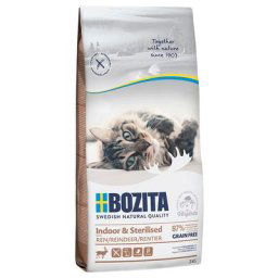 2x2kg Bozita Indoor & Sterilised sans céréales renne - Croquettes pour chat