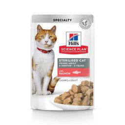 12x85g saumon Young Adult Sterilised Cat Hill's Science Plan - Nourriture pour Chat