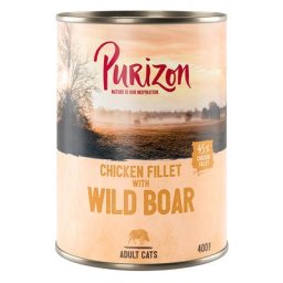 24x400g Purizon Adult sans céréales filet de poulet, sanglier - Pâtée pour chat